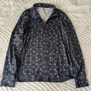 Black and Blue Patterned Quarter-Zip Pullover